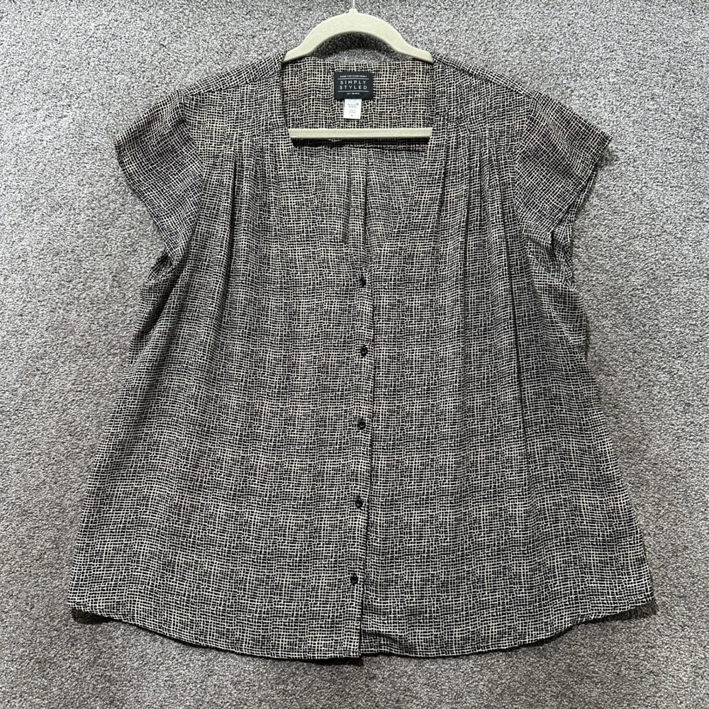 Sears Simply Styled Button Up Blouse Top Womens XL Minimalist Office Business